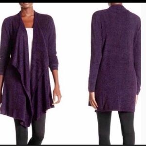 Barefoot Dreams Deep Purple Open Front Waterfall Cardigan